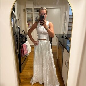 DISSH White Tiered Maxi Skirt